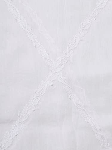 Ada Hand Embroidered Indian Chikankari White Cotton Stole Dupatta Scarf for Women & Girls A5112092