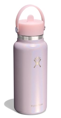Image of Hydro Flask Water Bottle - Insulated Stainless Steel - Wide Straw Lid, Non Spill, Leakproof in 24 Oz Glimmer Pink
