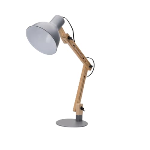 VoltShine Lámpara de escritorio con brazo articulado, flexo giratorio E27, estilo vintage. Perfecta para iluminar tu oficina, sala o estudio. Ajustable y en elegante color gris.