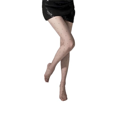 Image of Black & White Polka Dot Tights for Women - Funky Patterned Tights, Sheer & Stretchy, Retro Style, Perfect for Party, Dance, or Casual Wear