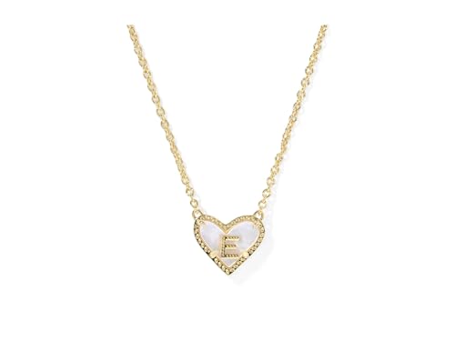 Kendra Scott Womens Heart Letter E Short Pendant Necklace Gold Ivory Mother Of Pearl One Size One Size