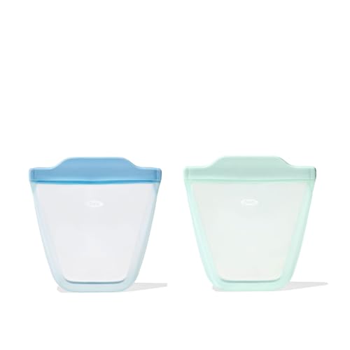 Image of OXO Tot Silicone Reusable Bags – 2 Piece Cup Set - Opal and Dusk