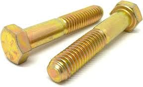 5/16"-18 x 2 1/2" Steel Hex Bolts, Grade 8, Yellow Zinc-Plated Finish, Coarse, Partially Threaded, Made in USA (25 Pack)
