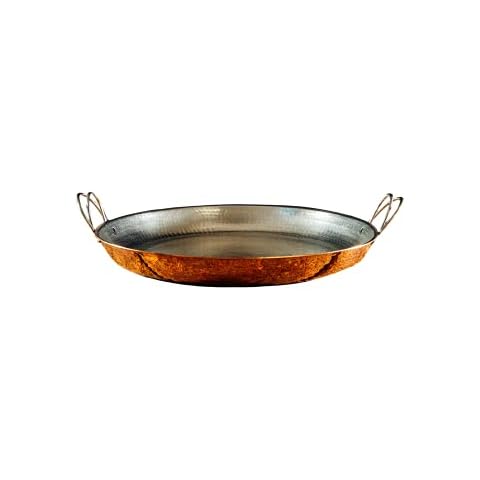 Sertodo Copper Alicante Paella Cooking Pan | 15 inch diameter |Patented Stainless Steel Handle Design| Hand Hammered, Heavy Gauge, 100% Pure Copper | Serves 6-8 Adults Cover
