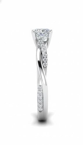 Image of 55Carat Choose Your Gemstone 925 Sterling Silver Infinity Twist Ring Crystal Heart Shape Side Stone Wedding Valentine Wear Promise Ring with Pave Setting for Women Size US 4 to 12
