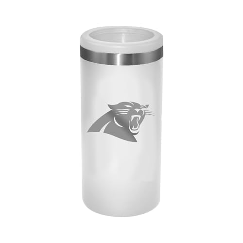 The Memory Company Officially Licensed Personalized 12oz White Stainless Steel Slim Can Holder,CPA - Carolina Panthers