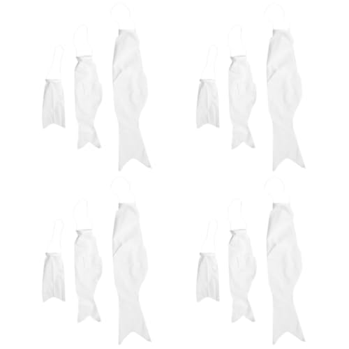 Bannière de carpe vierge TOYANDONA tissu blanc à suspendre | Lot de 12 pièces pour bricolage