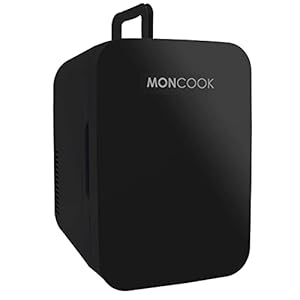 MONCOOK Mini Fridge For Bedrooms – Small, Portable & Quiet – Glass Door Mini Fridge For Skincare, Food & Drinks…