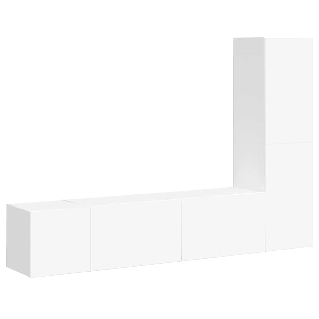 3-TLG. TV-Schrank-Set Weiß, Holzwerkstoff, Wandmontage, Modernes Media-Center für Wohnzimmer, Schlafzimmer, 100x30x30 cm