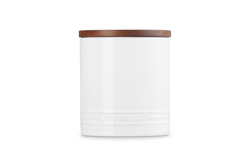 Image of Le Creuset Signature XL Salt Cellar and Storage Canister with Wood Lid, 1.2 qt., White