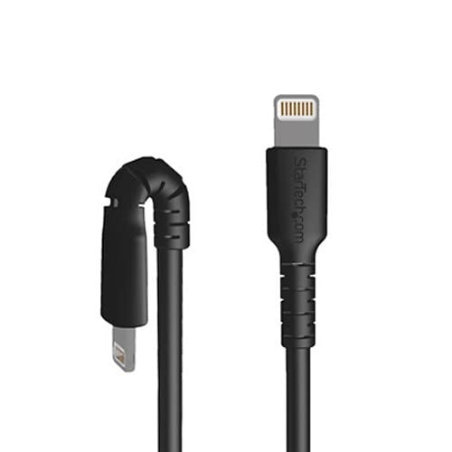 Image of StarTech.com 3 Foot (1m) Durable Black USB-C to Lightning Cable - Heavy Duty Rugged Aramid Fiber USB Type A to Lightning Charger /Sync Power Cord - Apple MFi Certified iPad /iPhone 12 (RUSBCLTMM1MB)