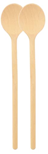 teemando® Lot de 2 cuillères de cuisine rondes en bois de 20 cm pour la cuisine et la pâtisserie