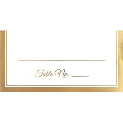 Amscan Elegant White Table Place Card with Gold Trim - 4'' x 4'' (50 Pieces) - Perfect for Table Decoration for Weddings, Parties, and Events
