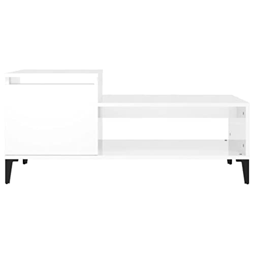 Table basse blanc brillant multifonction avec grand tiroir pour optimiser votre salon - 6