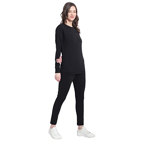 Image of RABBY Womens Poly Cotton Regular Fit Solid Track Suit with Round Neck and Full Sleeves Ideal for Yoga Workout Running and Daily Sportswear for Girls and Women