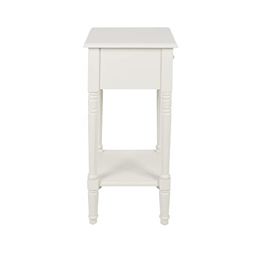 Image of Decor Therapy Storage, Traditional Style, Small End Accent Table, Sturdy, Wood- Simplify Side Table for Living Room, Bedroom Entryway, 17.05 in x 13.23 in x 17.05 in, White