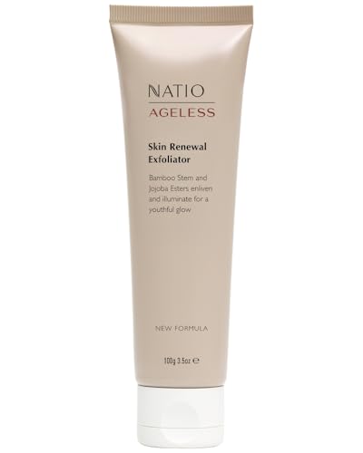 Natio Australia Ageless Skin Renewal Exfoliator 100g - Facial Scrub for All Skin Types - Illuminating Face Polish - Bamboo, Sugar Cane, Microbead Free - Made in Australia