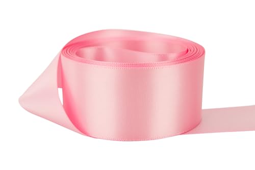 Image of Ribbon Bazaar Double Faced Satin - Premium Gloss Finish - 100% Polyester Ribbon for Gift Wrapping, Crafts, Scrapbooking, Hair Bow, Decorating & More - 3 /8 inch Sherbet 50yd Spool