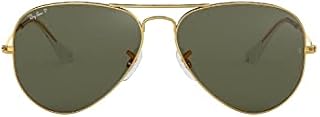 Ray-Ban RB3025 Classic Aviator Sunglasses, Gold/Green Polarized, 58 mm