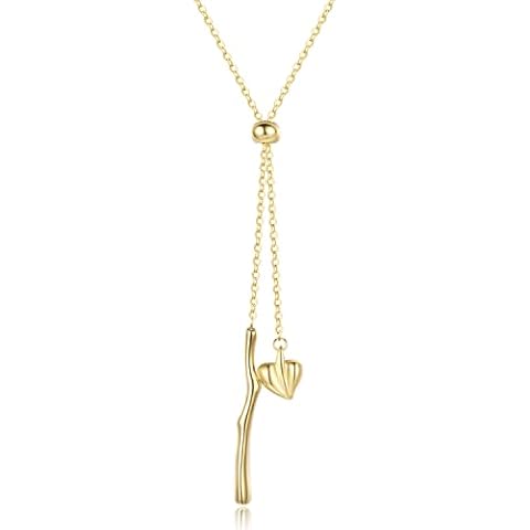 LuxSep Gold Plated Adjustable Rose and Heart Charm Long Chain Necklace Cover