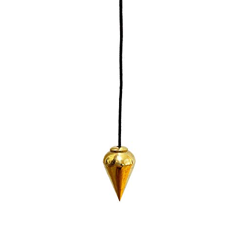 Pendule en laiton massif poli 25 mm 14 g | Pendentif goutte sur cordon avec perle de poignée | Pendule à vis radiesthésie | Cadeaux ésotériques Cover