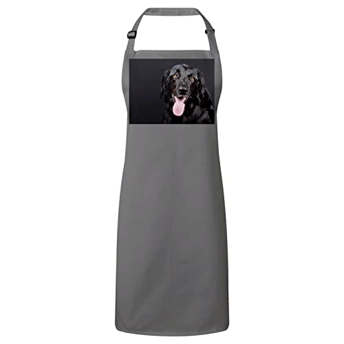 Tablier cuisine Labrador noir gros chien portrait mignon gris ajustable