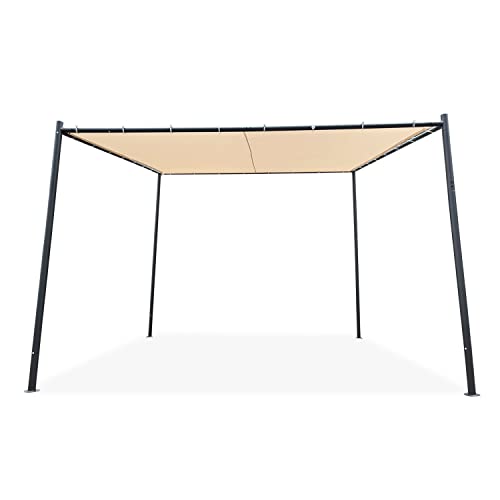 Defacto Pergola Pavillon 3x3 m, Wandpavillon UV Schutz - Terrassenvordach...