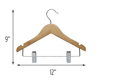 Honey-Can-Do HNG-01225 Cabide infantil de madeira para camisa e calça com clipes, pacote com 5, bord