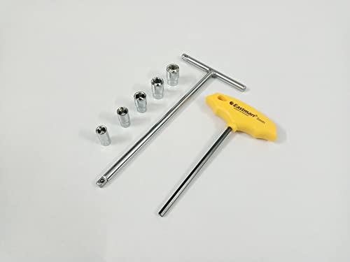 Image of 1 /4 inch Drive T-Handle with 8mm, 9mm, 10mm, 11mm and 12mm Hex Socket Set and 5mm Hex Allen Key, Anti-Slip & Anti-Corrosion properties (Combo 13)