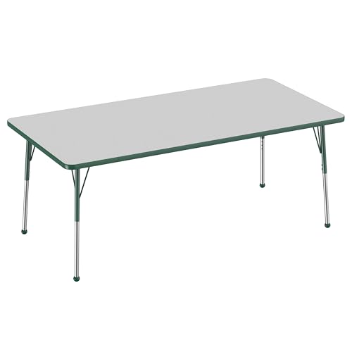FDP 36" x 72" Rectangle Table with Ball Glide Legs - Gray/Green