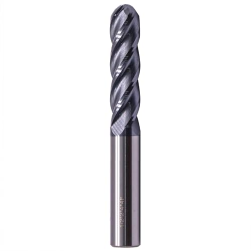 Image of BestParts 1 /2 inch 4 Flute Ball Nose Solid Carbide Long End Mill - AlTiN Coated | 30 Degree Helix, 1 /2 inch Cutting Diameter, 1 /2 inch Shank Diameter, 2 inch Length of Cut, 4 inch Overall Length