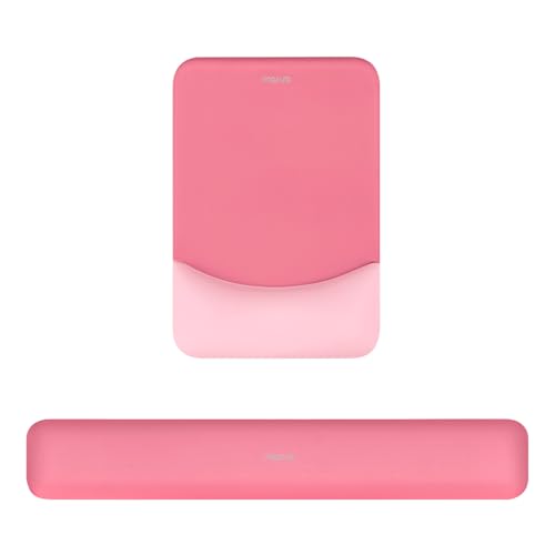 MOSISO Wrist Rest Support Mouse Pad & Keyboard Set, Melon Pink