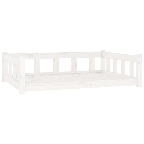 vidaXL Hundebett, Hundesofa mit stützenden Seitenwänden, Haustierbett für Hunde Katzen, Welpenbett Hundenest Hundemöbel, Weiß 105,5x75,5x28 cm Massivholz Kiefer