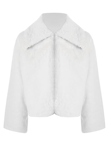 Aislor Kids Girls Princess Faux Fur Button Cozy Coat Flower Girls Bolero Shrug Party Wedding Formal Dress Cover Up3