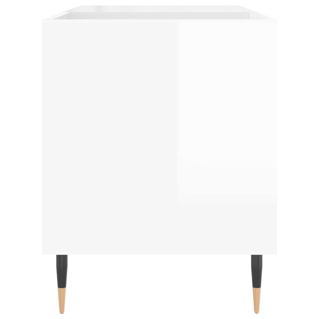 Armadio per dischi in vinile bianco lucido, 85 x 38 x 48 cm, in legno e ferro, scaffale in vinile per dischi e giradischi, armadio per fono