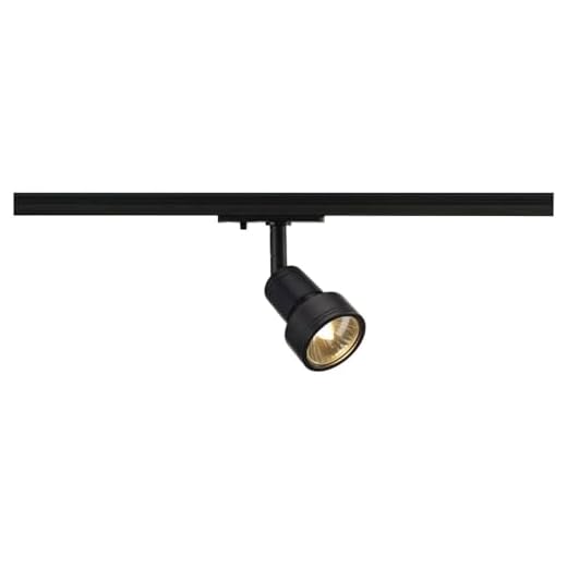 SLV 1-fas-system lampa PURI / spotlight, LED-spot, takspot, takbelysning, skensystem, inomhusbelysning / GU10 50W svart
