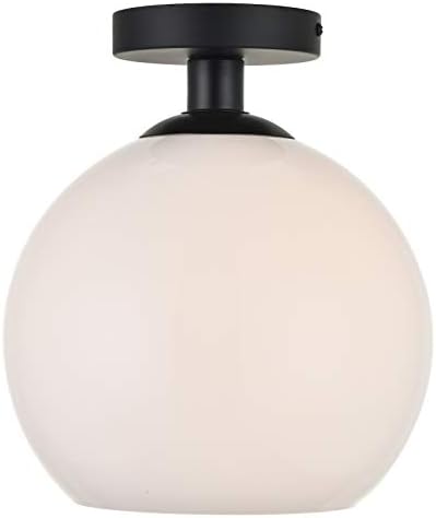 Baxter 9.8 Inch 1-Light Flush Mount in Black & Frosted White