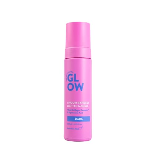 Australian Glow 1 Hour Express Self Tanning Mousse w/Quad-Collagen Complex & Hyaluronic Acid DARK - 6.76 fl. oz / 200ml