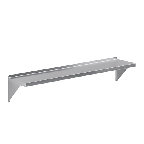 Image of AmGood 12 inch x 60 inch Stainless Steel Wall Shelf | Appliance & Equipment Metal Shelving | Kitchen, Restaurant, Garage, Laundry, Utility Room | Heavy Duty | Squared Edge | NSF Certified