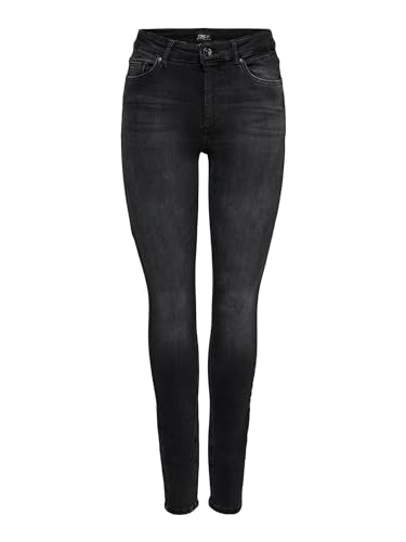 Damen ONLY Skinny Fit Jeans | Mid Waist Stretch Denim Hose | ONLBLUSH Life Röhrenjeans, Farben:Schwarz, Größe:M / 34L