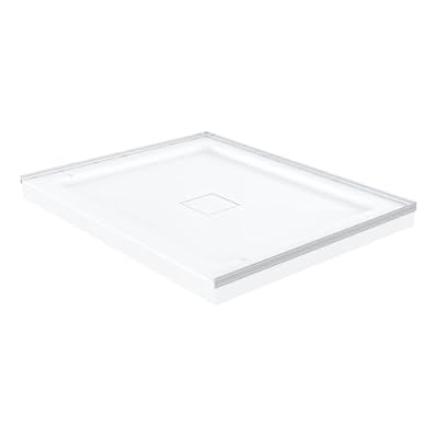 Carlton Marquette 42" x 34" Single or Double-Threshold Shower Pan Base with Center Drain and Removable Flange in Glossy White