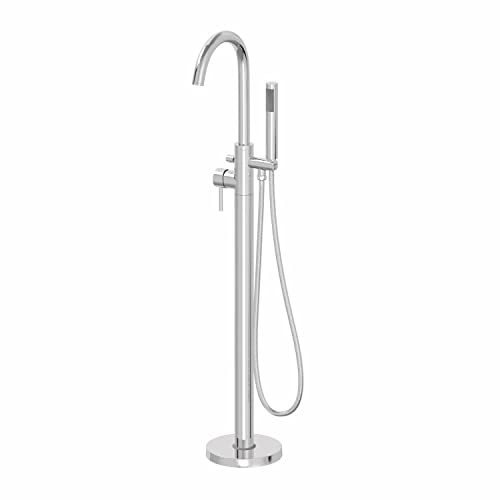 Architeckt® Ortana Bathroom Freestanding Bath Shower Mixer Tap Handset Hose Attachment Round Single Lever Handle for Bathtub Modern, Chrome