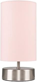 MiniSun Modern Chrome Touch Dimmer Bedside Table Lamp with Pink Cylinder Light Shade