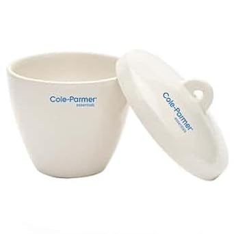 Cole-Parmer High-Form Crucible with Cover, Porcelain, 40 mL 6/PK