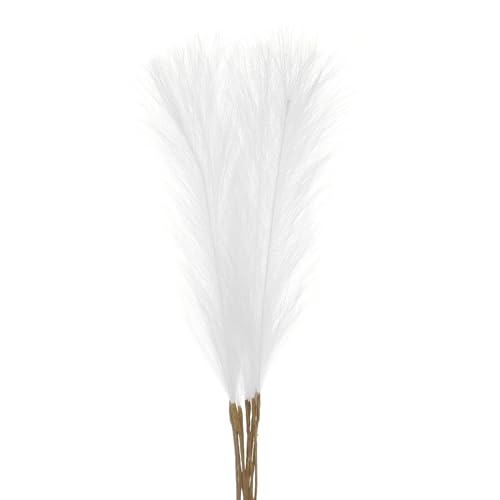 sourcing map 10Pcs 21/55cm Fluffy Faux Pampas Decor Tall Artificial Grass for Living Room Party Wall Vase Wedding Decoration,White