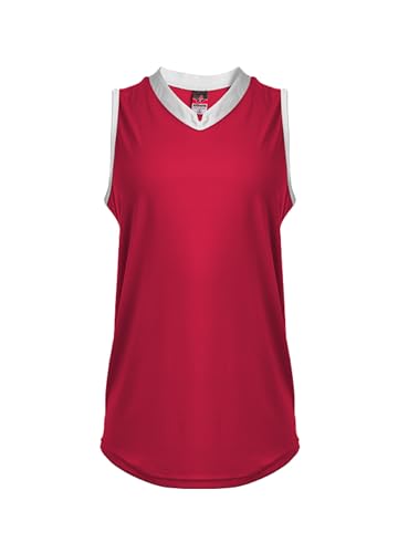 ALLESON ATHLETIC Women's Standard Slide Fastpitch V-Neck Sleeveless Jersey (Style 522XVW), Red/White, Small