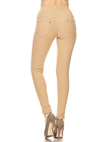 Image of Leggings Depot Women's Cotton Blend Stretch Pull-on Jeggings Casual Pants with Pockets (Available in Plus Size)