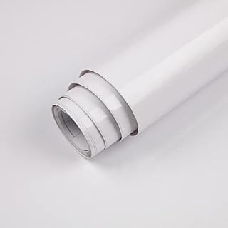Hode Contact Paper self Adhesive White 302 Furniture Stickers 30X200cm Wallpaper Sticky Back Plastic Roll Vinyl Film Wrap Covering Kitchen Cupboard Table Waterproof