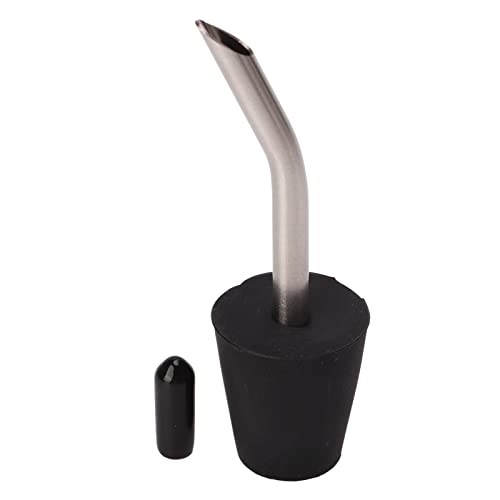 lvifloae Stainless Steel Liquor Pour Spouts Tapered Spout, Stainless Steel Bottle Pourer Liquor Pour Spout Replacement Accessories Extension with Dust Cap for Coffee Alcohol Black (Black)