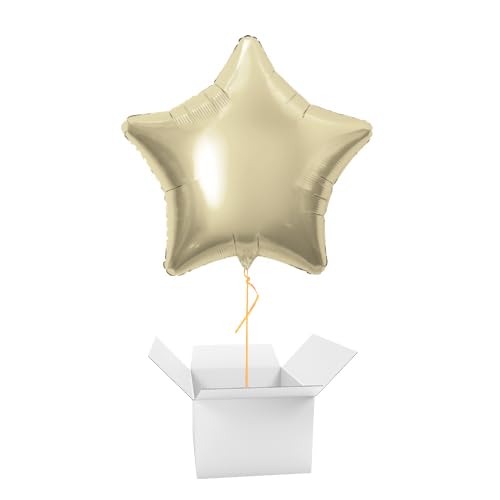 Soft Gold Star Foil Helium Balloon - Inflated Balloon in a Box